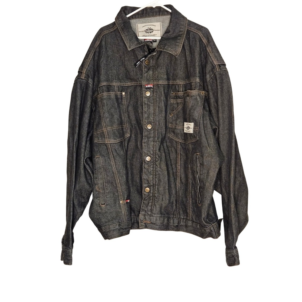 Willie Esco Caballero Denim Jacket Y2K Mens Black Gray 5XL  hip hop‎ urban